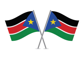 South Sudan flags. Vector illustration.