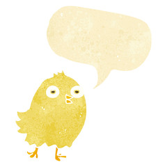 funny cartoon bird with speech bubble