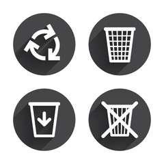 Recycle bin icons. Reuse or reduce symbol.