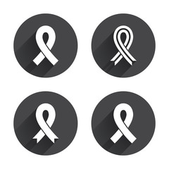 Breast cancer awareness icons. Ribbon signs.