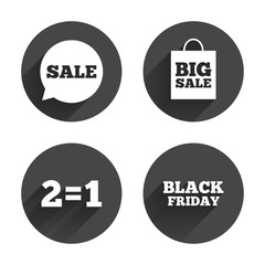 Sale speech bubble icons. Black friday symbol