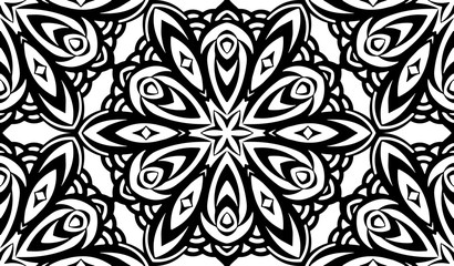 Seamless Abstract Tribal Pattern. Hand Drawn Ethnic Texture. Vec