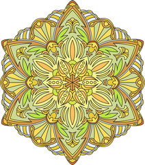 Abstract vector colorful round lace design in mono line style -