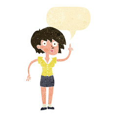 cartoon woman with question with speech bubble