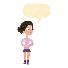 cartoon girl talking with speech bubble