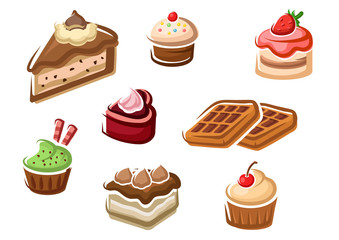 Cupcakes, cakes, dessert and waffles