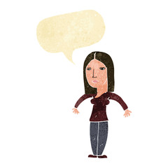 cartoon annoyed woman with speech bubble
