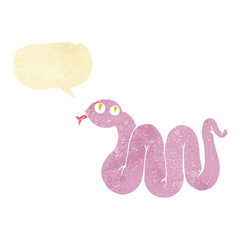 funny cartoon snake with speech bubble