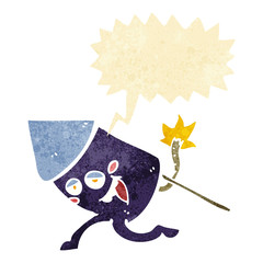 cartoon funny firework character with speech bubble