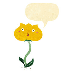 cartoon shocked flower with speech bubble