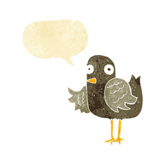 cartoon bird waving wing with speech bubble