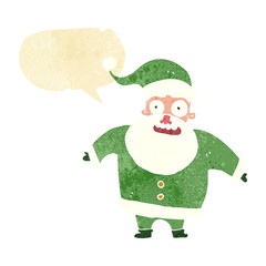 cartoon shocked santa claus with speech bubble