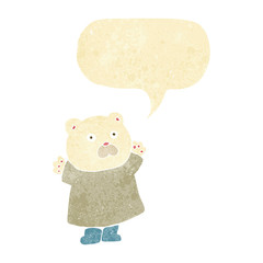 funny cartoon polar bear with speech bubble