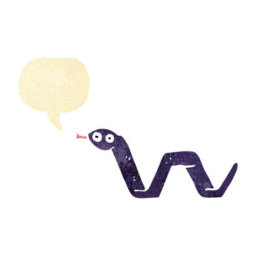 funny cartoon snake with speech bubble