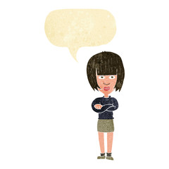 cartoon annoyed woman with speech bubble