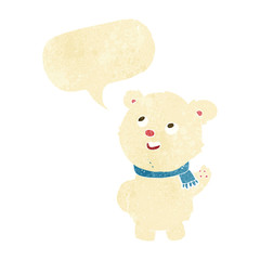 cartoon cute polar bear cub with speech bubble