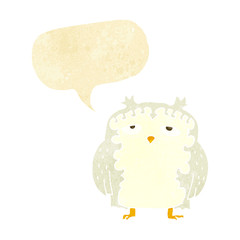 cartoon wise old owl with speech bubble