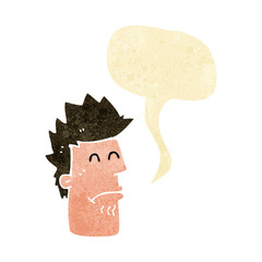 cartoon man feeling sick with speech bubble