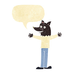 cartoon werewolf with speech bubble