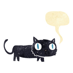 cartoon black cat with speech bubble