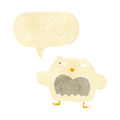 cartoon suspicious owl with speech bubble