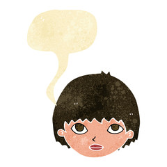 cartoon girl staring with speech bubble