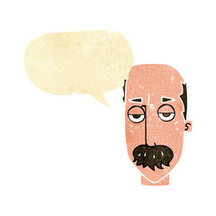 cartoon bored old man with speech bubble