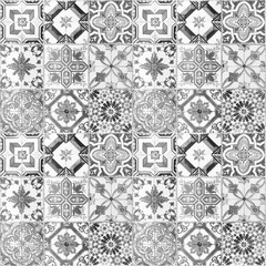 Beautiful old ceramic tiles patterns in the park public.