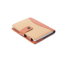 Portable notebook cover on white background