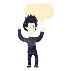 cartoon vampire with speech bubble