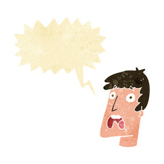cartoon shocked man with speech bubble