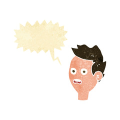 cartoon shocked man with speech bubble