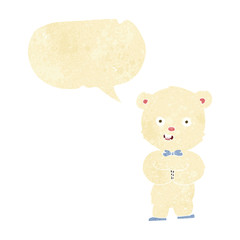 cartoon teddy polar bear with speech bubble