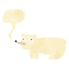 funny cartoon polar bear with speech bubble