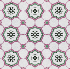 Old ceramic tiles patterns in the park public.