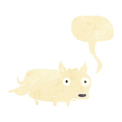 cartoon little dog cocking leg with speech bubble