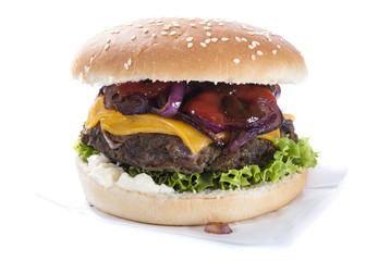 Homemade Burger isolated on white