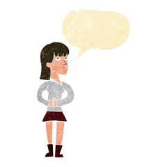 cartoon woman waiting with speech bubble