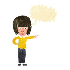 cartoon pointing annoyed woman with speech bubble