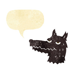 cartoon wolf head with speech bubble