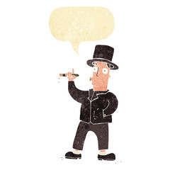 cartoon smoking gentleman with speech bubble