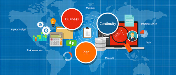 business continuity plan management strategy assesment - obrazy, fototapety, plakaty