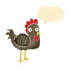 cartoon chicken with speech bubble