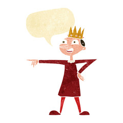 cartoon pointing prince with speech bubble