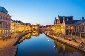 Fototapeta na wymiar The Canal in Ghent city in Belgium