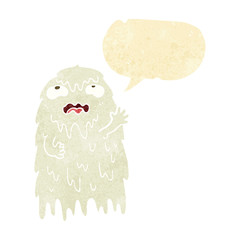 gross cartoon ghost with speech bubble