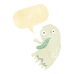 gross cartoon ghost with speech bubble