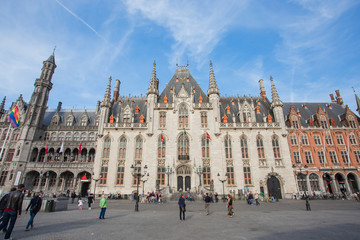 Market Square the city center of Bruges in Belgium