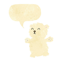 cartoon teddy bear with speech bubble