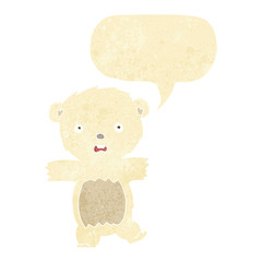 cartoon shocked polar bear cub with speech bubble